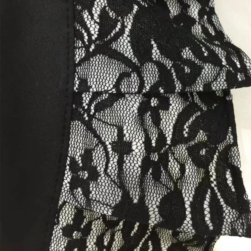 Elegant Black Lace Design Apron for Kitchen Work Home Supermarket Labor Protection Smock