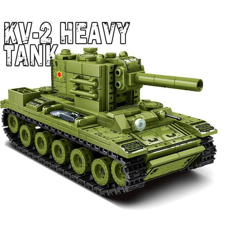 2023 العسكرية الاتحاد السوفياتي KV-2 الثقيلة خزان سيارة اللبنات الحرب العالمية 2 عمل الشكل الطوب عدة ww2 نموذج لعب الاطفال هدية