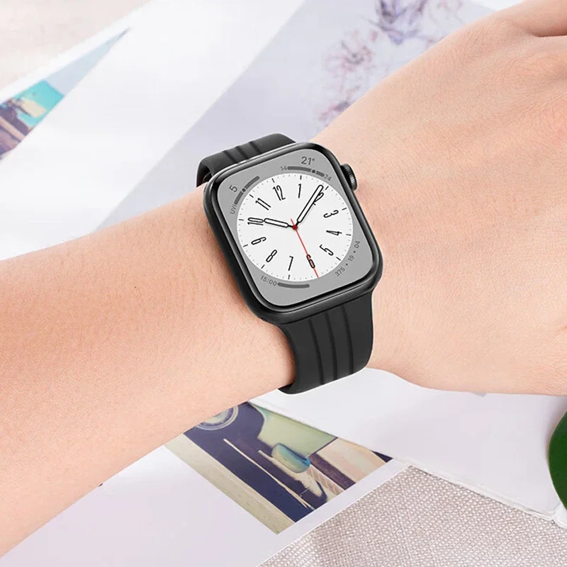 Silicone Strap For Apple Watch Band Ultra 49mm 45mm 41mm 44mm 42mm 40mm 46mm Sport Wristband Bracelet IWatch 10/9/8/7/6/SE/5/4/3