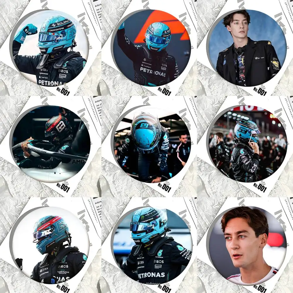 G-George Racing R-Russell Round Badge Creative Brooch Clothing Backpack Accessories Lapel Pin