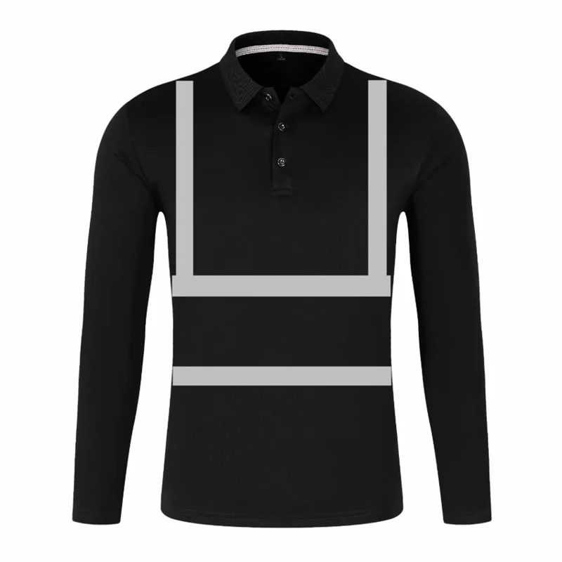 Hi Vis Safety Work Polo Shirt Reflective Construction Shirts for Men Women Quick Dry Long Sleeve Shirt Men Outdoor