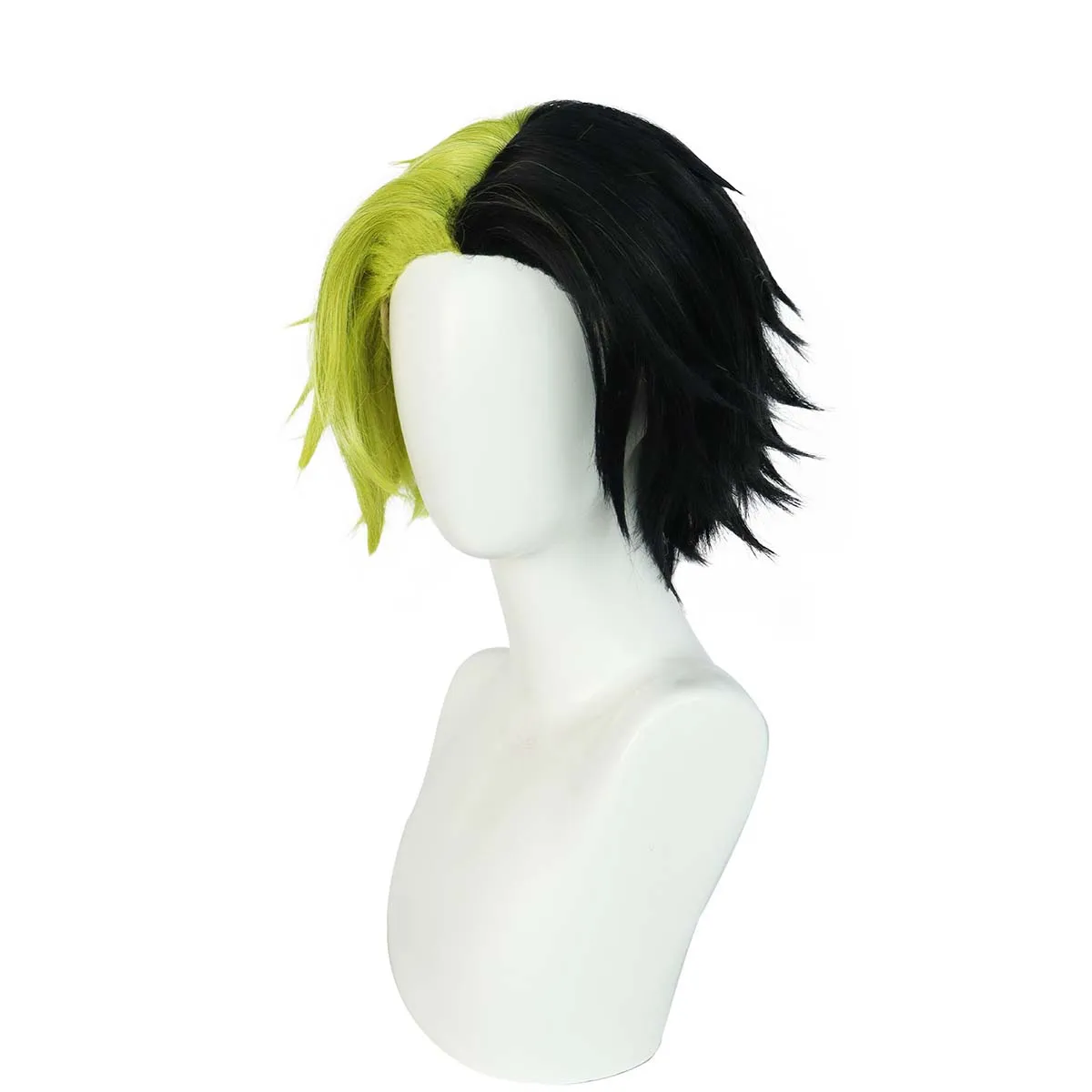 Men Anime Mashle: Magic and Muscles Rayne Ames Short Black & Green Wig view 3