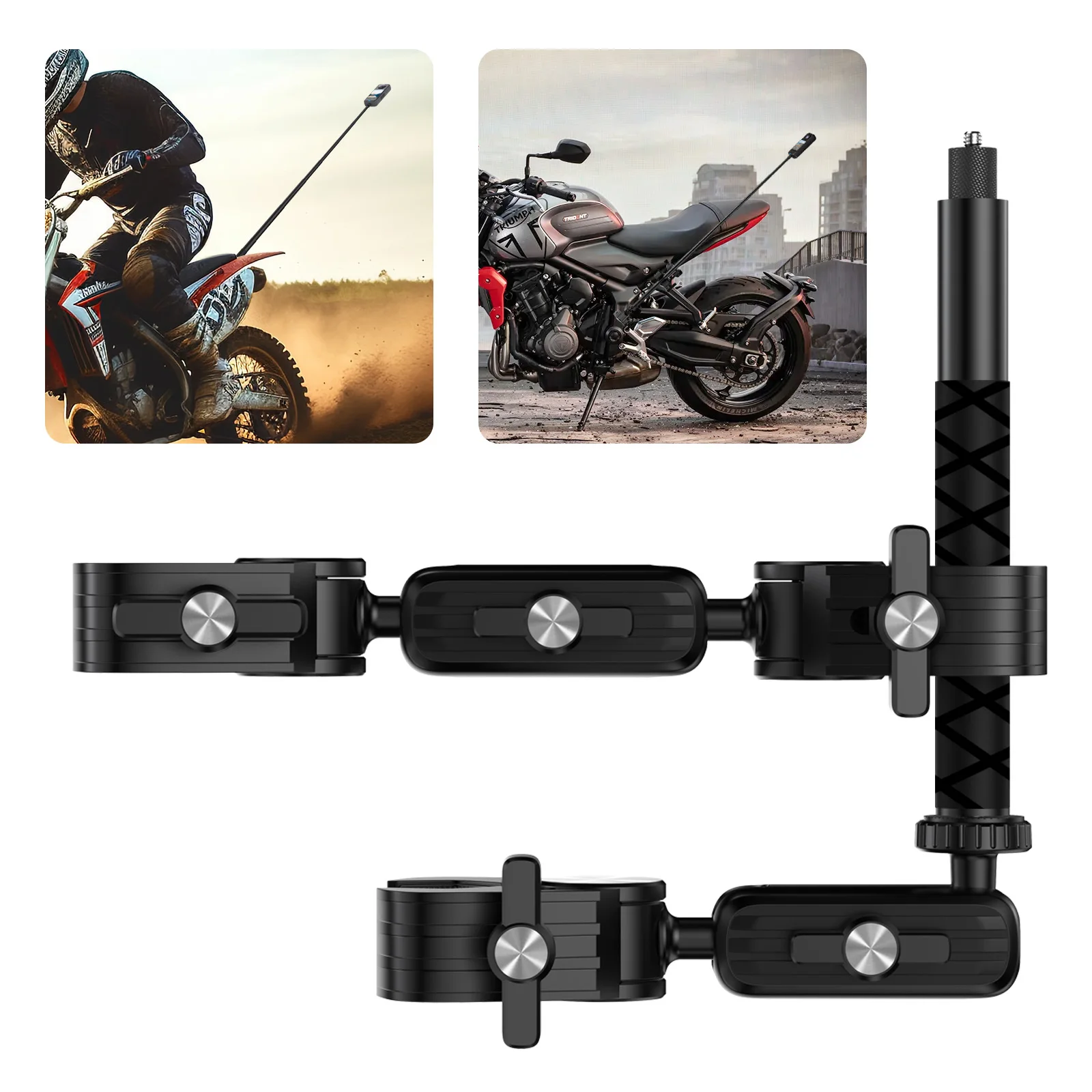 Multi Angle Action Camera Clamp Mount 120cm Extension Rod for Bike Motorcycle GoPro Insta360 DJI Outdoor Shooting