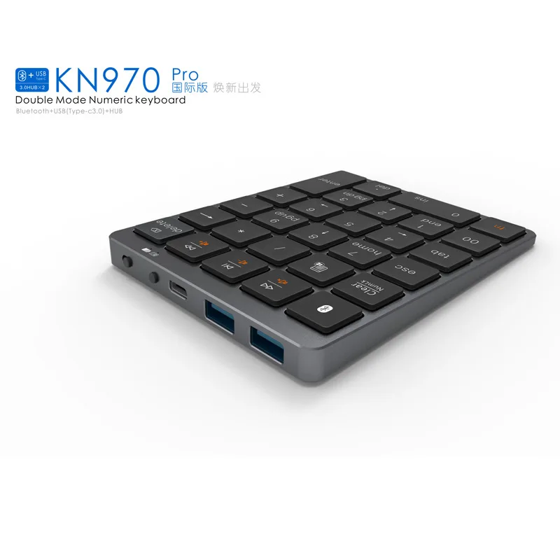 28 Keys Wireless Numeric Keyboard Financial Accounting Office Keyboard BT+USB Dual-mode Connection Built-in Lithium Battery