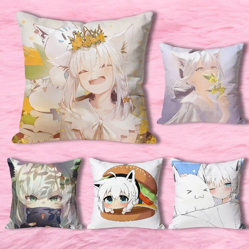 

S-Shirakami Cute F-Fubuki Pillow Cases for Bedroom Living Room Sofa Home Decor Polyester Cushion Cover with Zipper