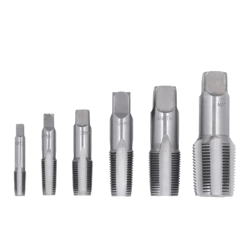 

6Pcs Pipe Tap NPT 1in 3/4in 1/2in 3/8in 1/4in 1/8in Carbon Steel Thread Tapping Tool Kit For PVC Pipe