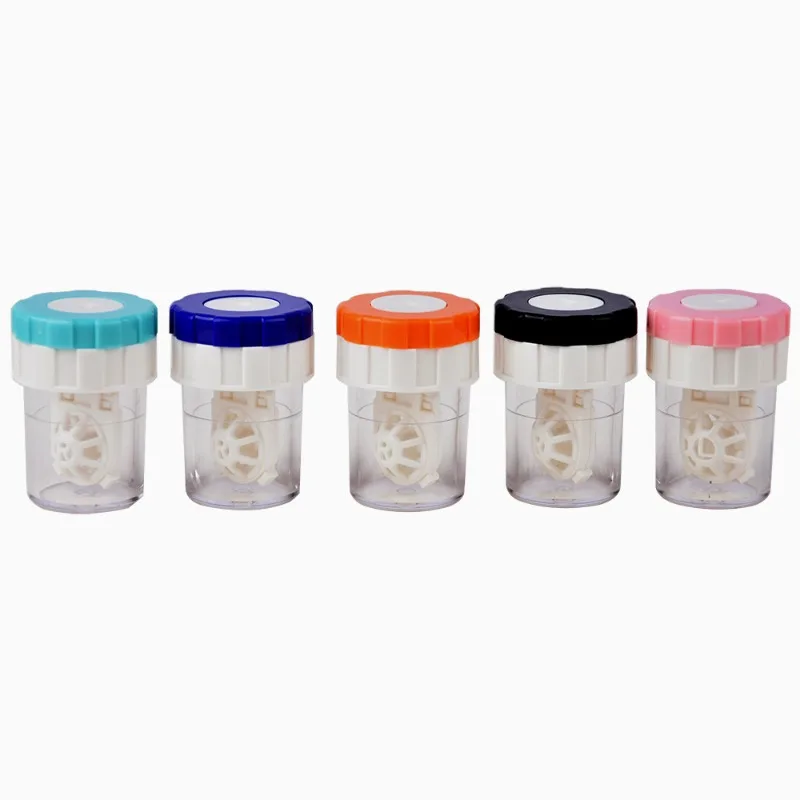 1pc Contact Lenses Cleaner Device Manually Rotatable Type Portable Contact Lens Beauty Pupil Storage Cleaning Container Tools