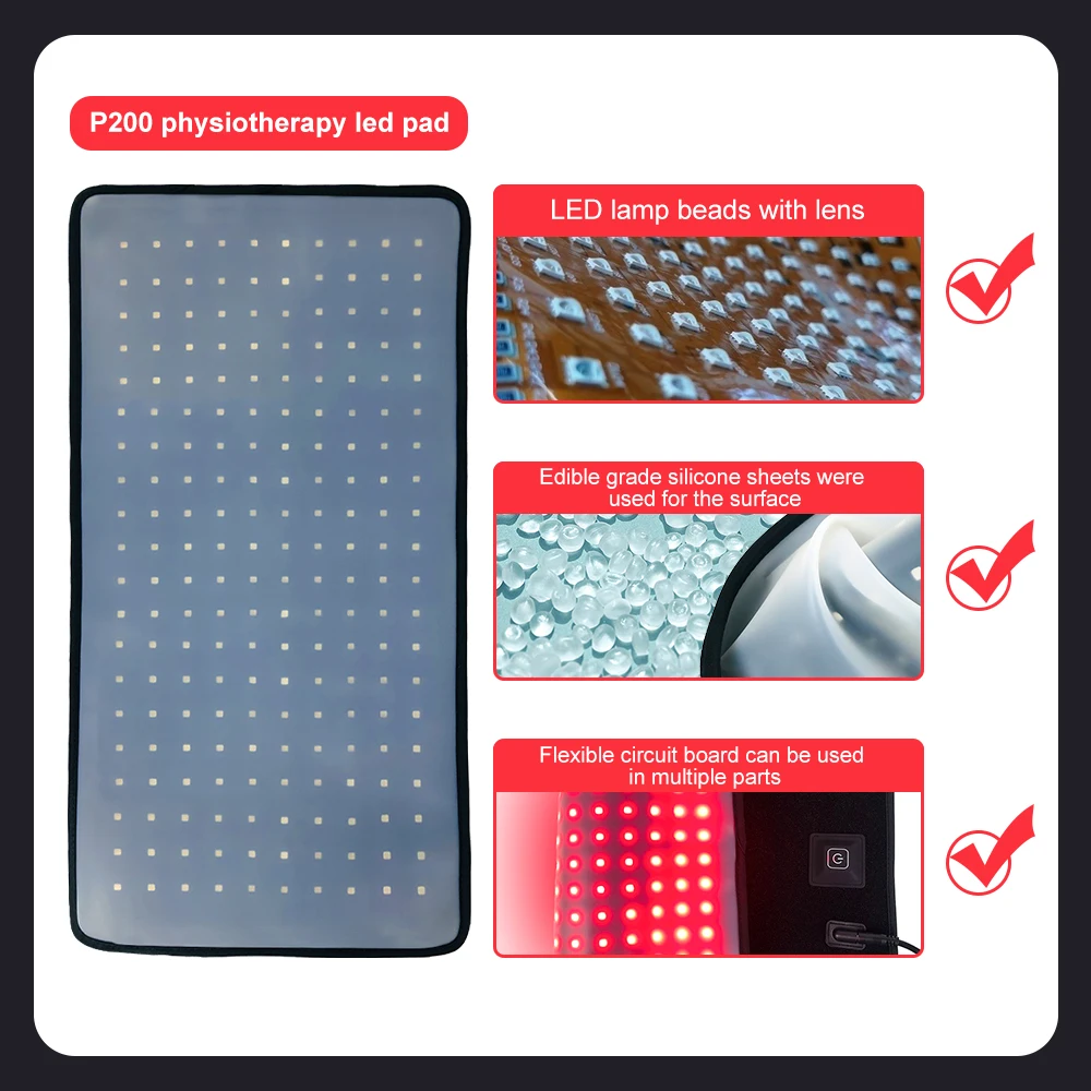 Red Infrared Light Therapy Pad 660nm 850nm Portable LED Therapy Mat Adjustable for Home Wellness SUYZEKO