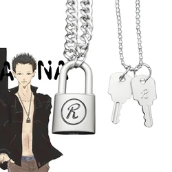 Anime NANA Necklace Oosaki Nana Honjo Ren Key R Lock Unisex Punk Pendant Cosplay Vintage Matte Choker Jewelry Accessories