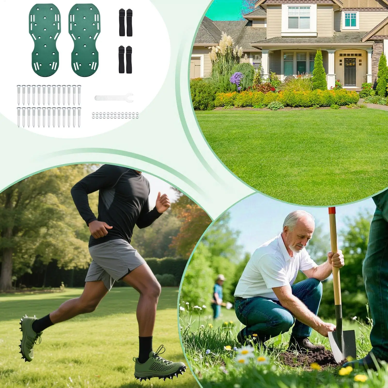 Aeration Shoes For Lawn Heavy Duty Spiked Metal Sole Adjustable Straps Lawn Soil Yard Grass Aerator Tool For Garden Yard Farm