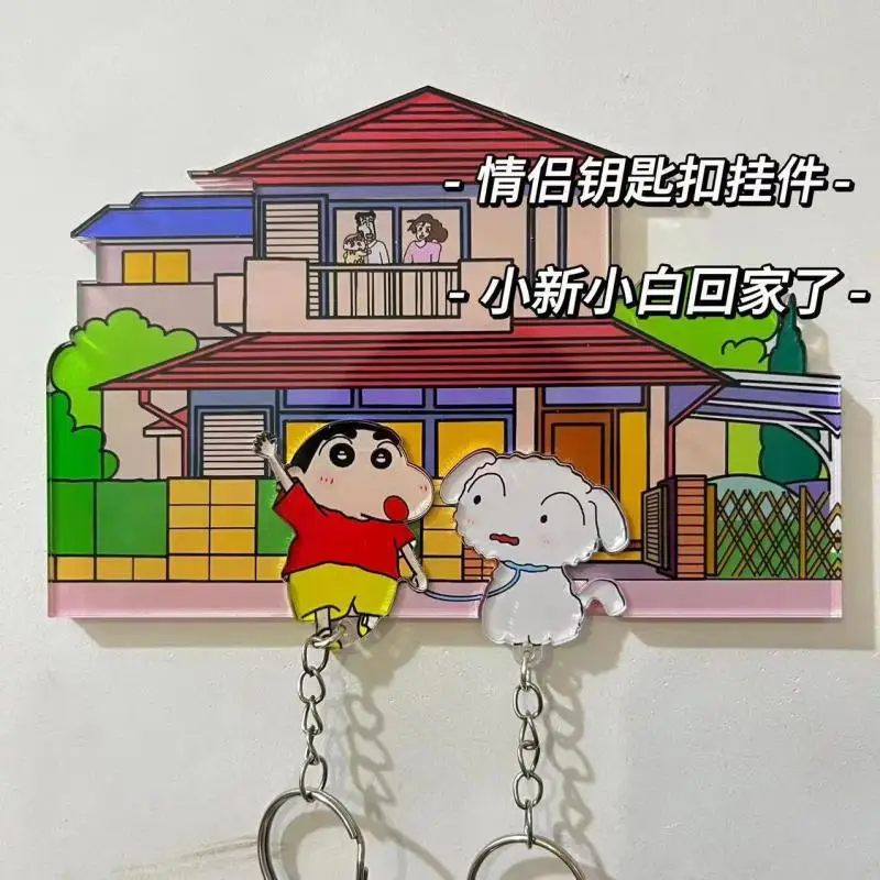 Kawaii Crayon Shin Chan Acrylic Couple Keychain Anime Cartoon Doll Creative Refrigerator Magnet Bag Pendant Decoration Gift