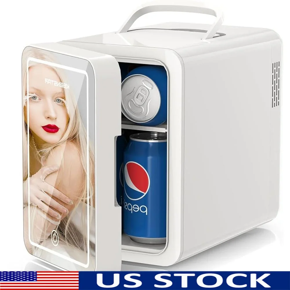 Portable Mini Fridge 4L 6 Can Cooler Warmer Compact Refrigerator Countertop Frost Free Ideal Travel Office Outdoors