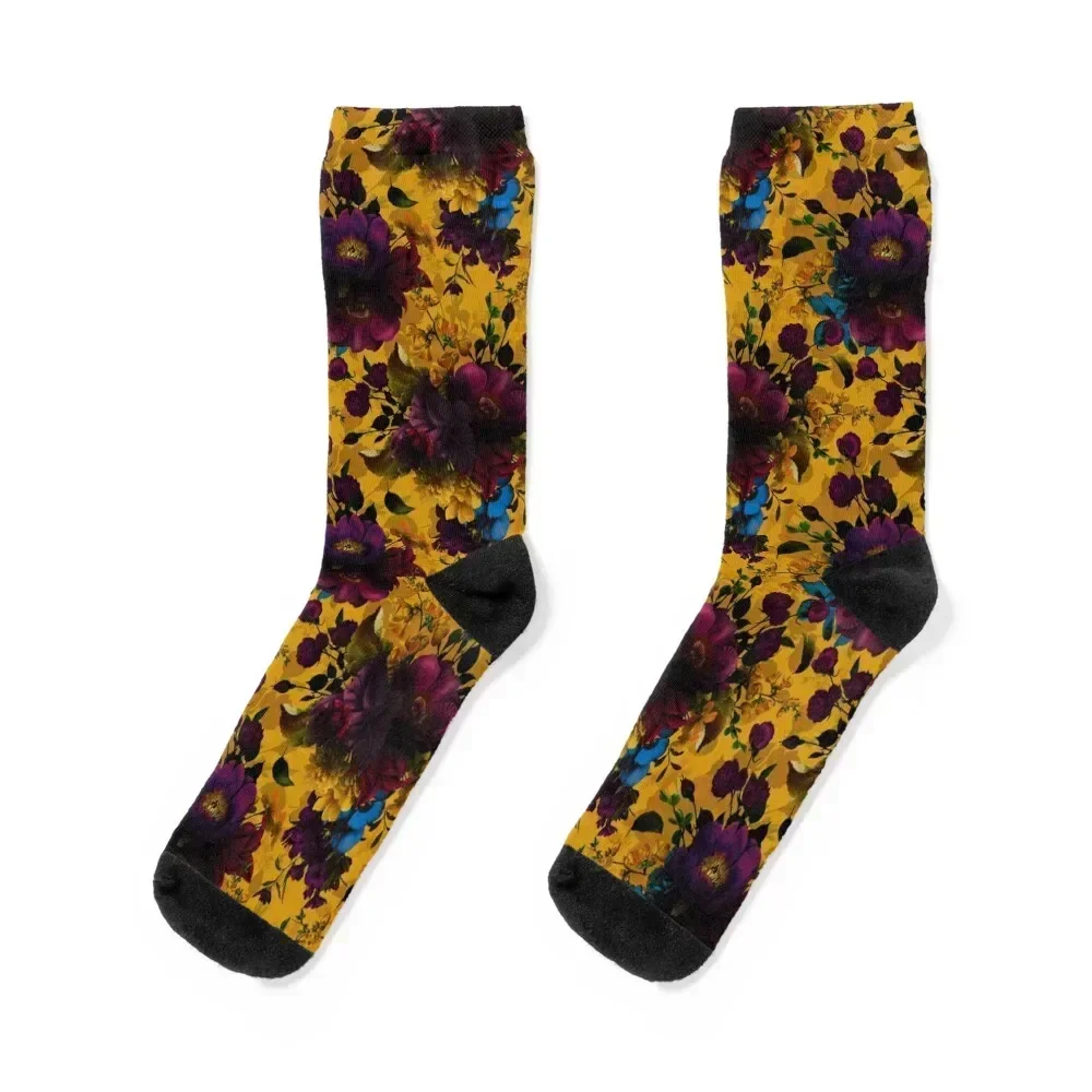 

Moody florals - Mystic Night 8 Socks Antiskid soccer cool cycling anti slip football Socks For Women Men's