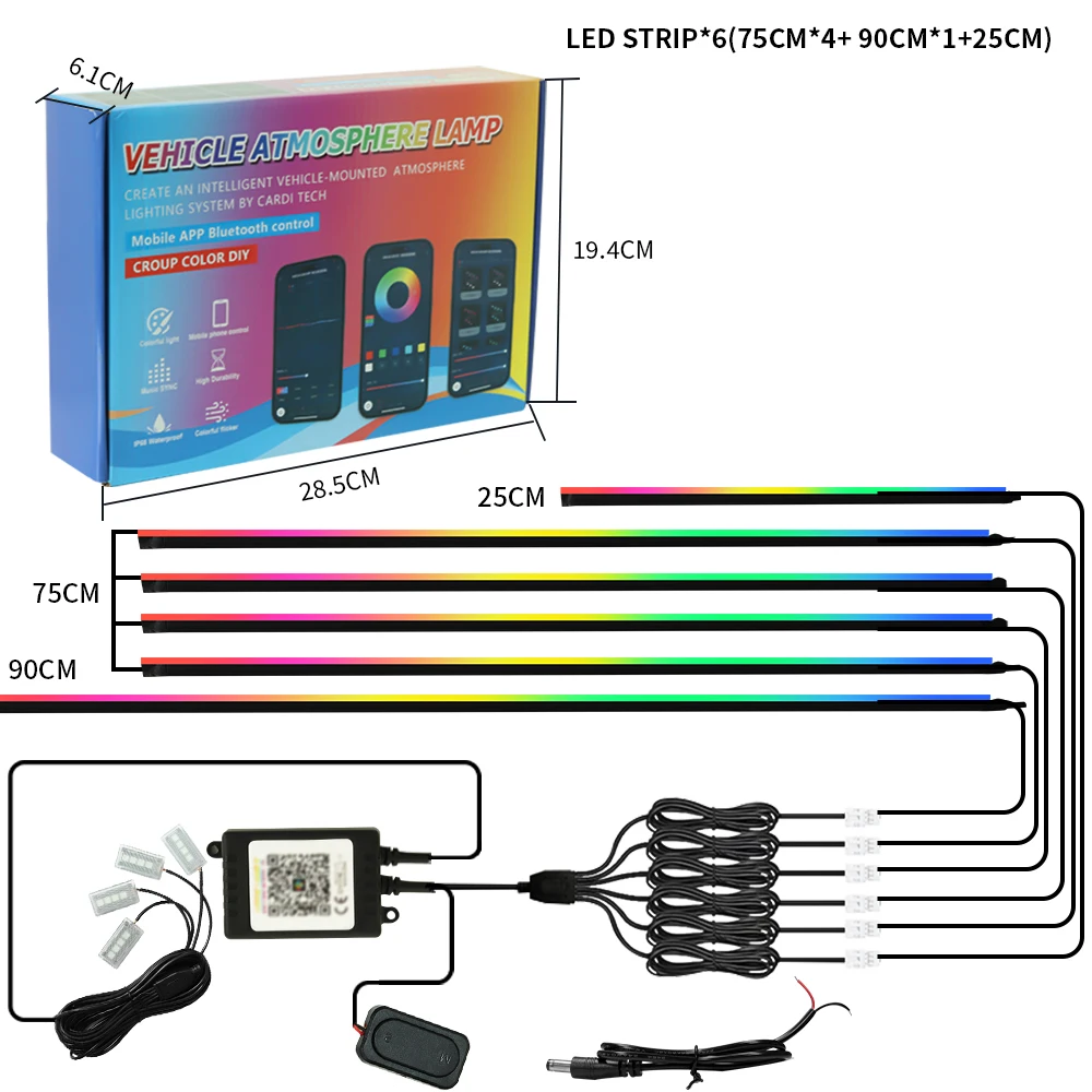 

Светодиодные лампы окружающего освещения автомобиля/RGB интерьер автомобиля, музыкальное освещение настроения/USB красочная автомобильная лампа 18 в 1
