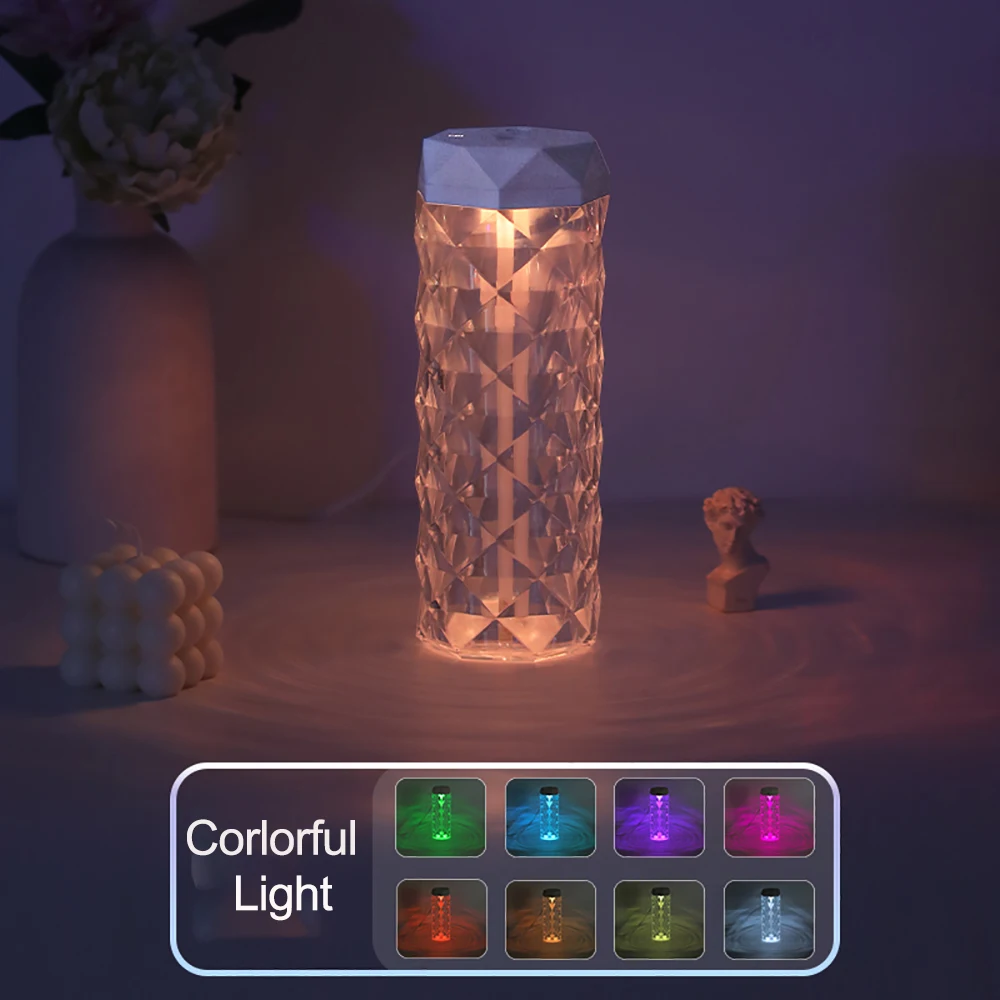 Grande Capacidade Crystal Lamp Umidificador, Pulverizador Ultrassônico, Névoa Luz Ambiente, USB Mini Mist, Quarto de casa, 1000ml