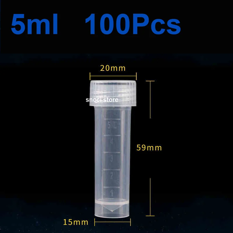 100 Stück Kunststoff-Reagenzgläser, Gefrierröhrchen, Fläschchen, Probenhandwerk, Schraubverschluss, Flaschen für Büro, Schule, Chemiebedarf, 1–15 ml – Detail 10