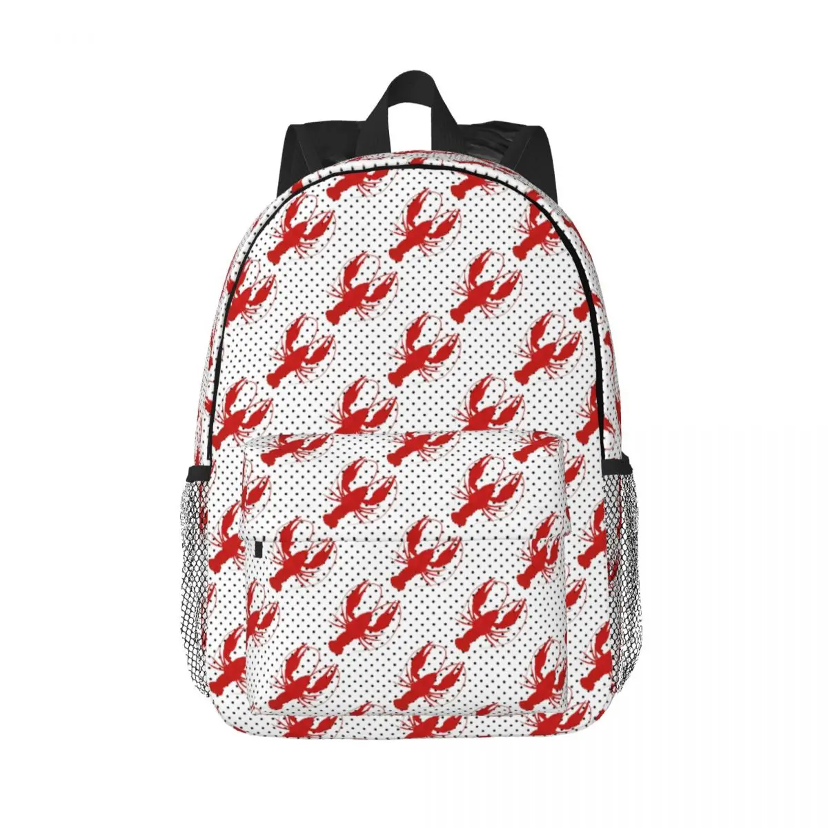 Red Lobster Polka Dots White Backpacks Teenager Bookbag Fashion Students School Bags Laptop Rucksack Shoulder Bag Large Capacity