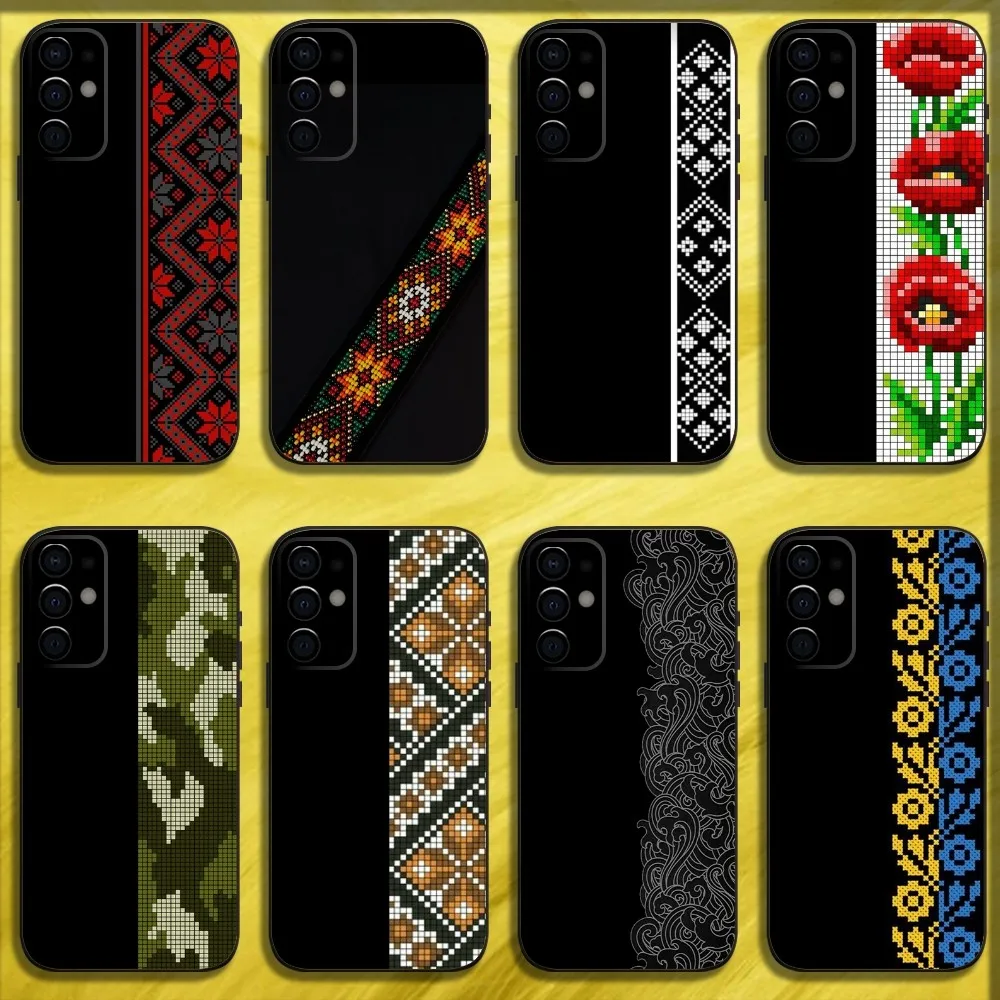 

U-Ukraine Ornament pattern Phone Case For Samsung S24,S21,S22,S23,S30,Ultra,S20,Plus,Fe,Lite,Note,10,9,5G Black Soft Cover