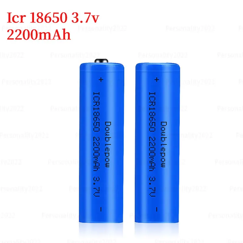 18650 Icr18650 2200mAh Battery 3.7V Rechargeable Lithium Ion Batteries for Flashlights Toys Handheld Fans Microphones LED Lights