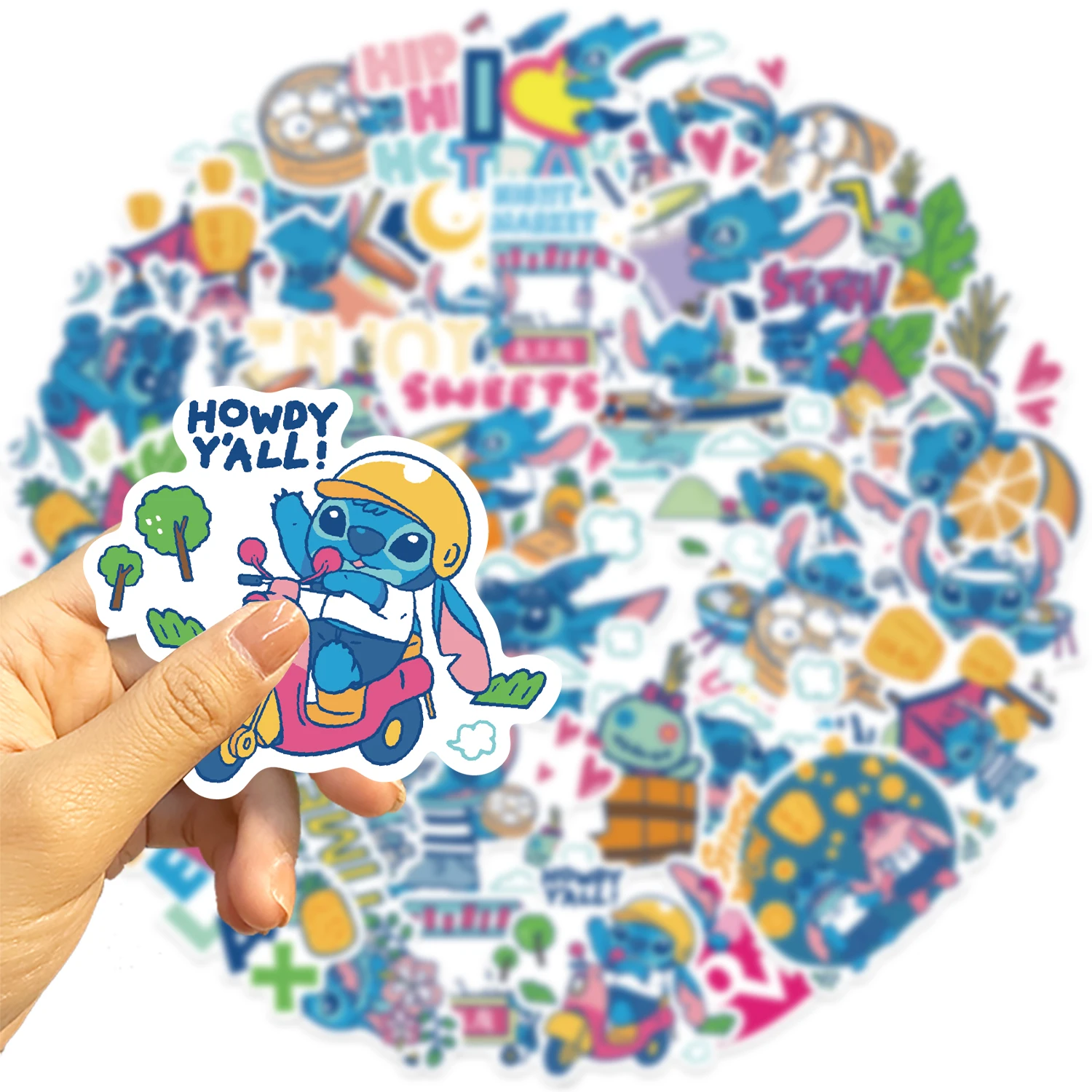 40 ชิ้นดิสนีย์สติทช์น่ารักการ์ตูนสติกเกอร์ DIY โทรศัพท์กีตาร์แล็ปท็อปกระเป๋าเดินทางสเก็ตบอร์ดตลกกราฟฟิตี้สติ๊กเกอร์