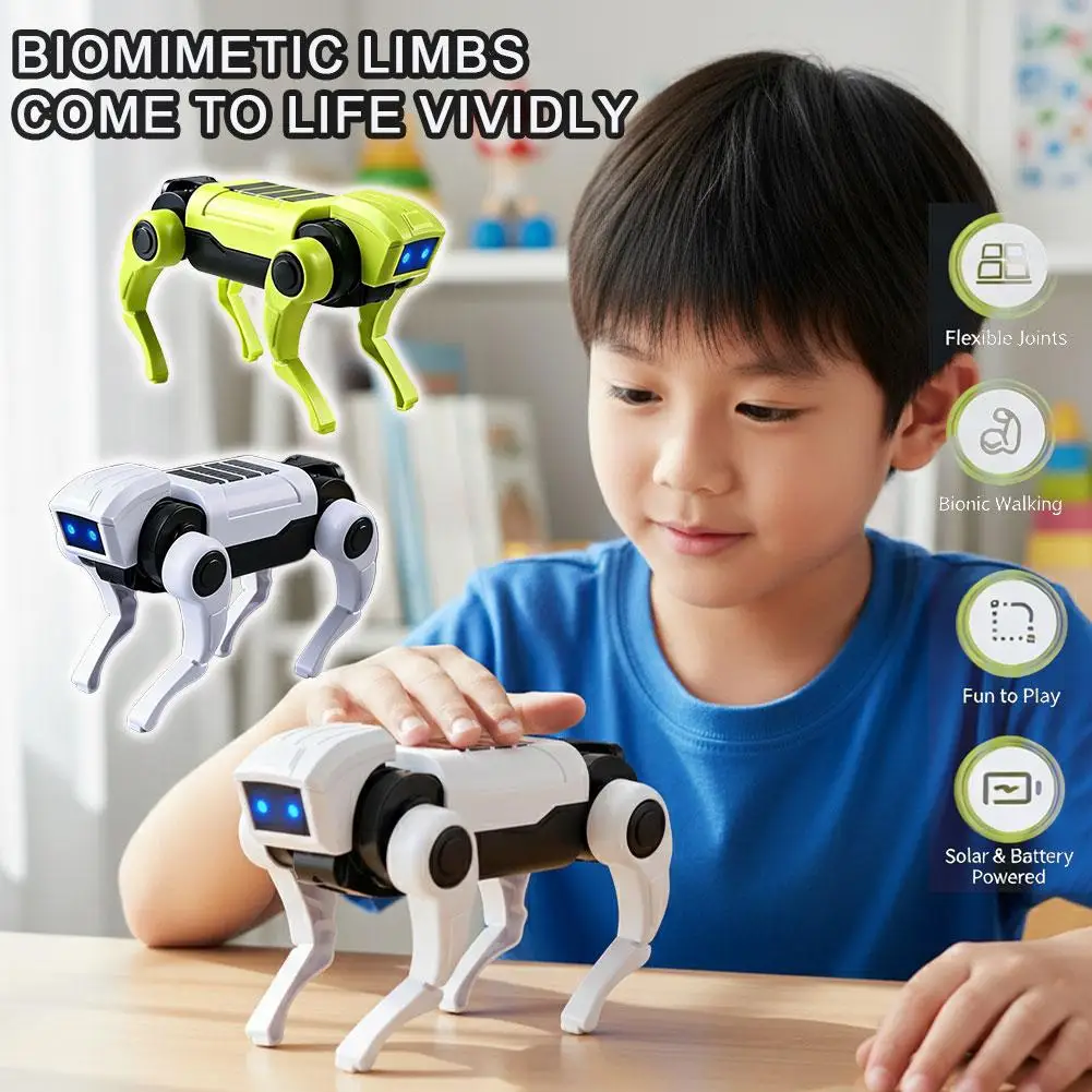 Cartoon DIY Assembly Dog Rc Robot Walking Mechanical Toy Science Teaching Assembling Model Electric Toys Kids Gifts