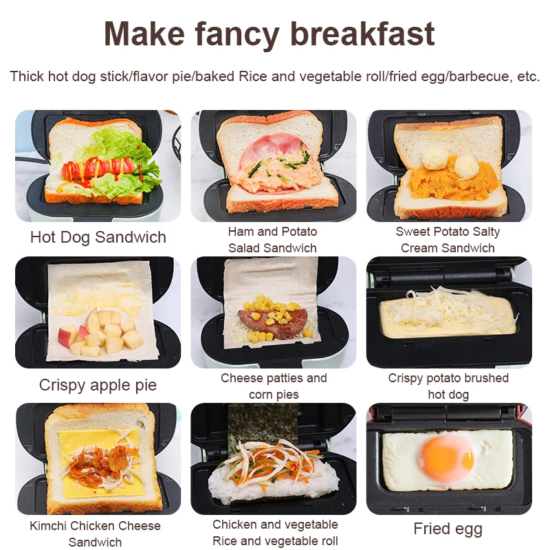 Double-Sided Seal Press Sandwich Machine Mini Taco Burrito Baking Pan Grill Breakfast Maker Bread Hot Dog Toaster Electric Oven