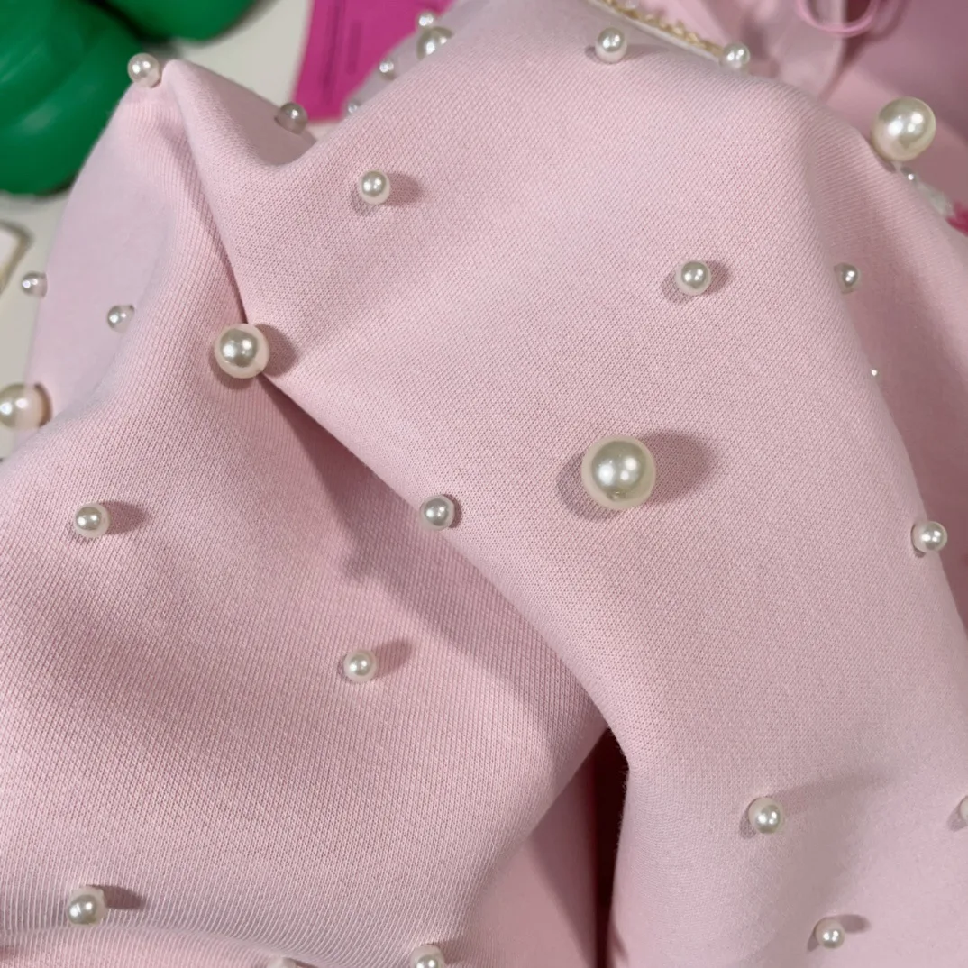 Autumn New Korean Loose Sweatshirts Women Original Design Heavy Industry Beads Towel Embroidered Puppy Patch Round Neck Tops