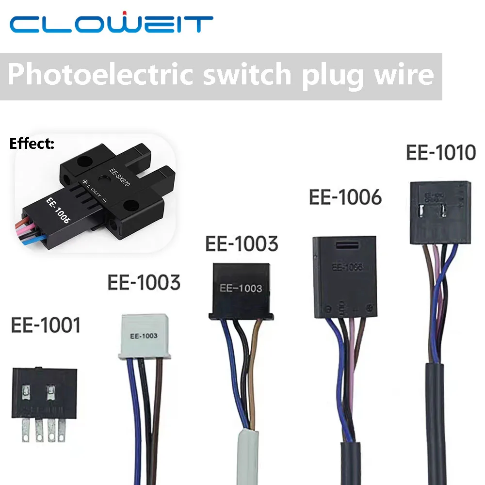 Cloweit 4-pinowe szybkie złącze do EE-SX67 serii rowków czujnik fotoelektryczny EE-1006 EE-1010 EE-1001 EE-1003 wydłużenia 1M 2M