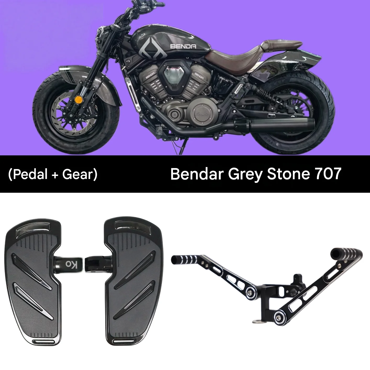 FOR BENDA ROCK707 Motorcycle Shift Lever Modification Kit with Raised Shift Knob Wider Footpegs Non-Slip Brake Pedal Small Parts