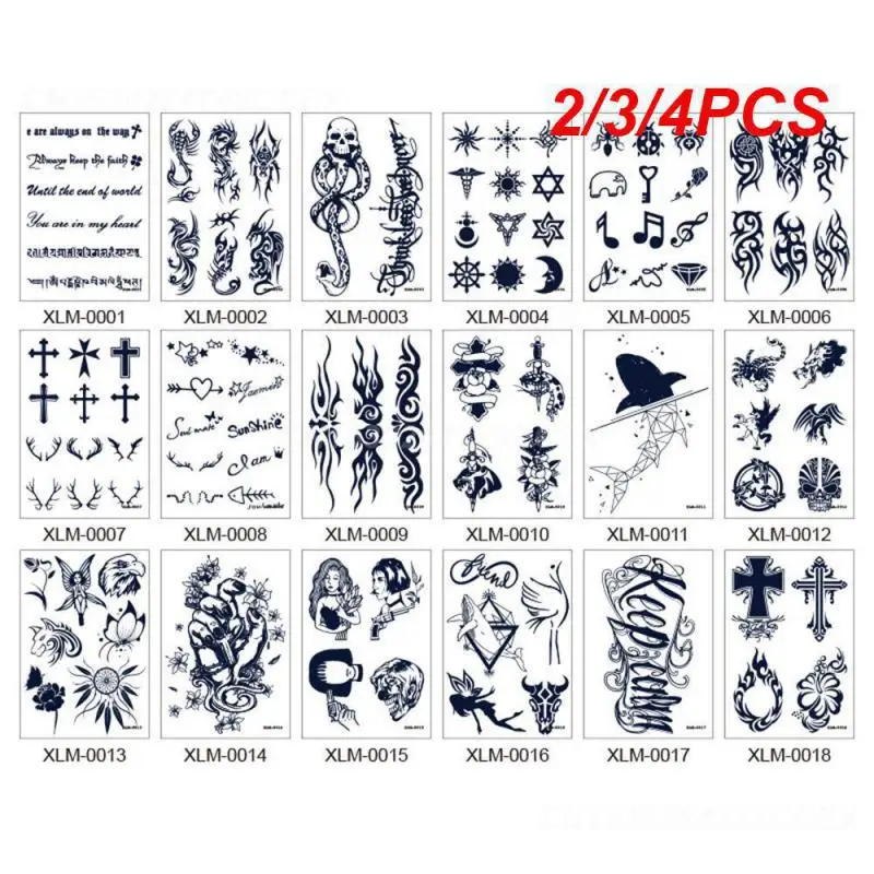 2/3/4PCS Semi Permanent Tattoo Sticker Clear Printing Fashionable And Bold Style Transfer Printing Sticker 110x160mm Waterproof