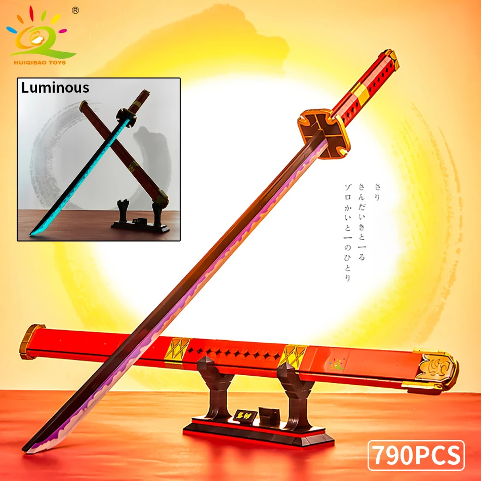 HUIQIBAO Samurai Sword Building Blocks Ninja Blade Katana Japanese Anime Butterfly Nichirin Knife Bricks Children Toys for Adult