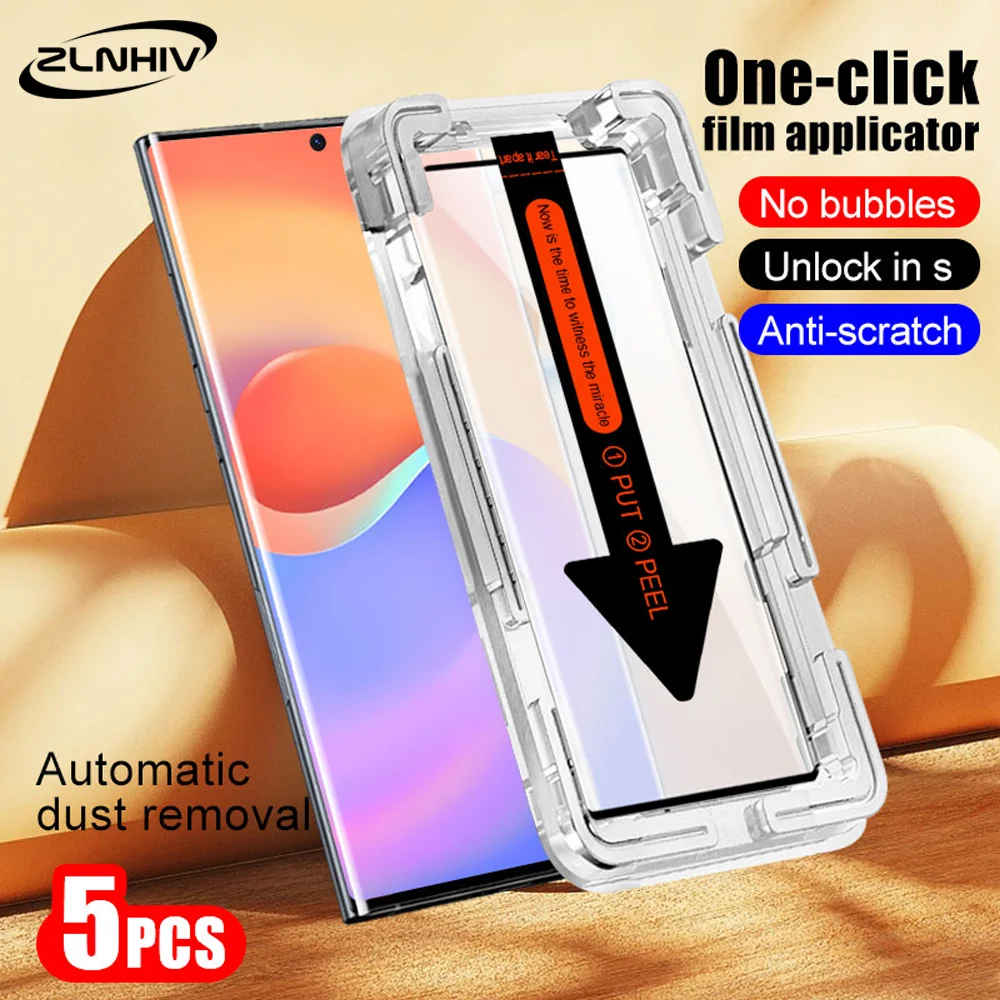 5Pcs Glass Smartphone Protective Film For Samsung S24 Ultra S23 Plus S22 Tempered Glass Dust free cabin For Samsung S21 Plus