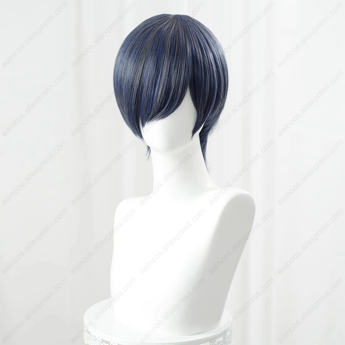 Anime Ciel Phantomhive Cosplay Pruik 30Cm Kort Blauw Grijs Gemengde Kleur Pruiken Hittebestendige Synthetische Pruik