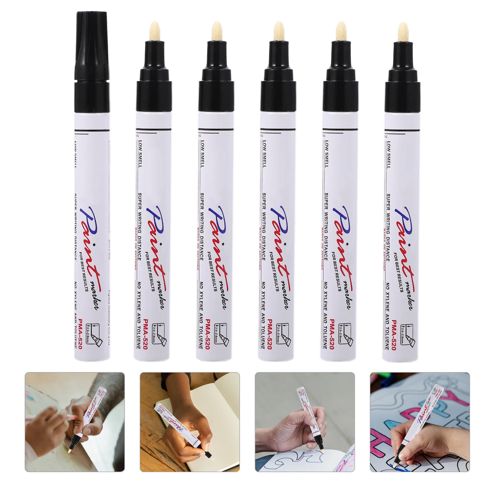 ปากกาเพ้นท์หัวแหลม 6 ด้าม หลายสี สำหรับเด็ก วาดภาพ ระบายสีบนผ้าใบ แก้ว และงานศิลปะ