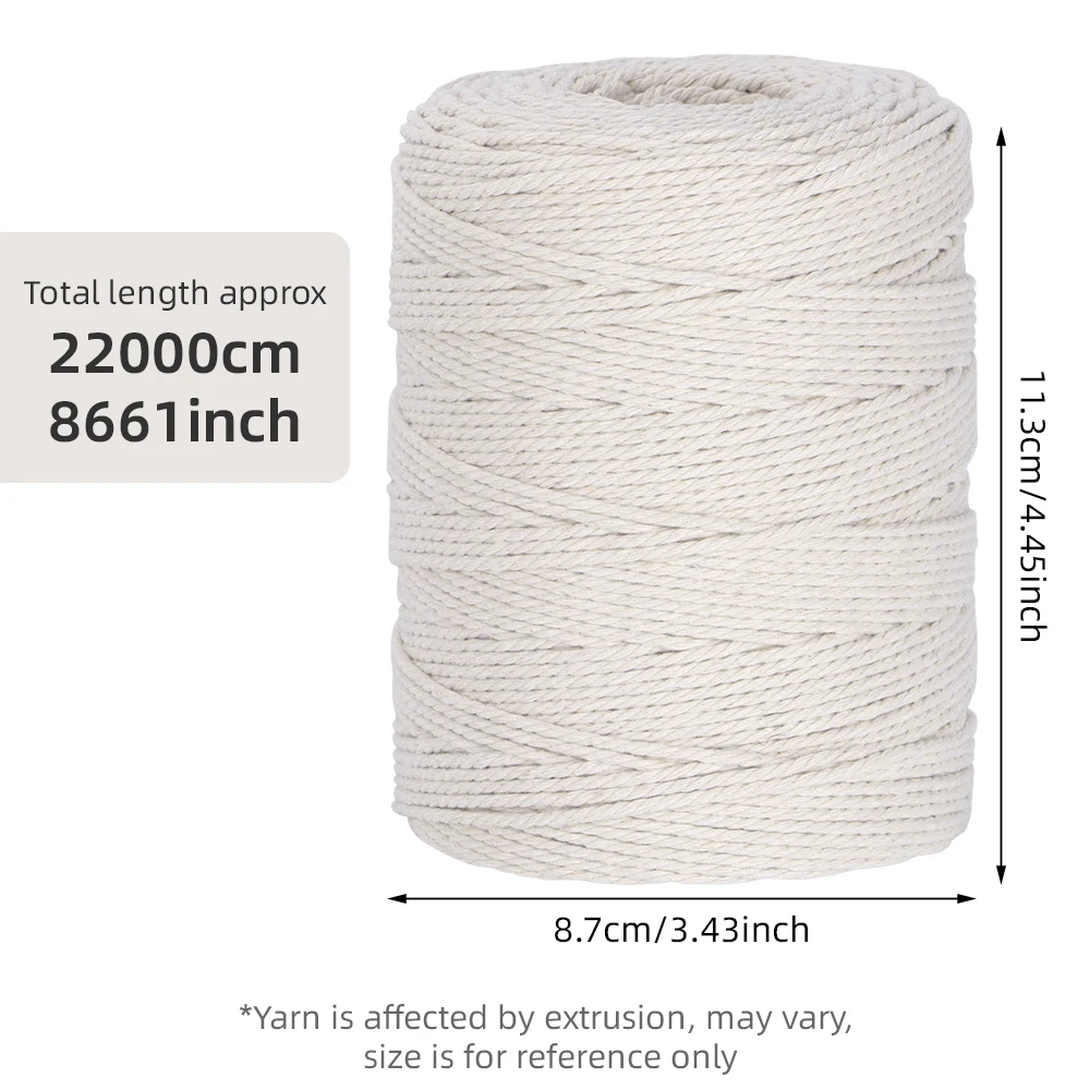 3-Ply Twisted Macrame Rope Craft String for DIY Weaving & Crochet Wall Tapestry, Wedding Gift & Bohemian Hanging Decoration Yarn
