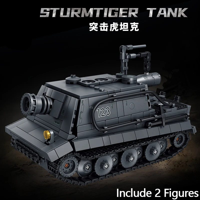 

Military WW2 Army Main Battle RW61 Sturmtiger Tank German Rocket Launcher Building Blocks Bricks Set For Children Boys Gifts