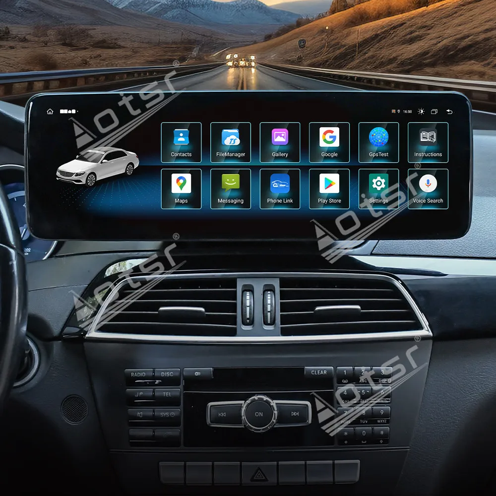 14.9 ''أندرويد 14 لمرسيدس بنز C 2011-2014 سيارة لتحديد المواقع والملاحة CarPlay HD شاشة تعمل باللمس رئيس وحدة مشغل وسائط متعددة راديو