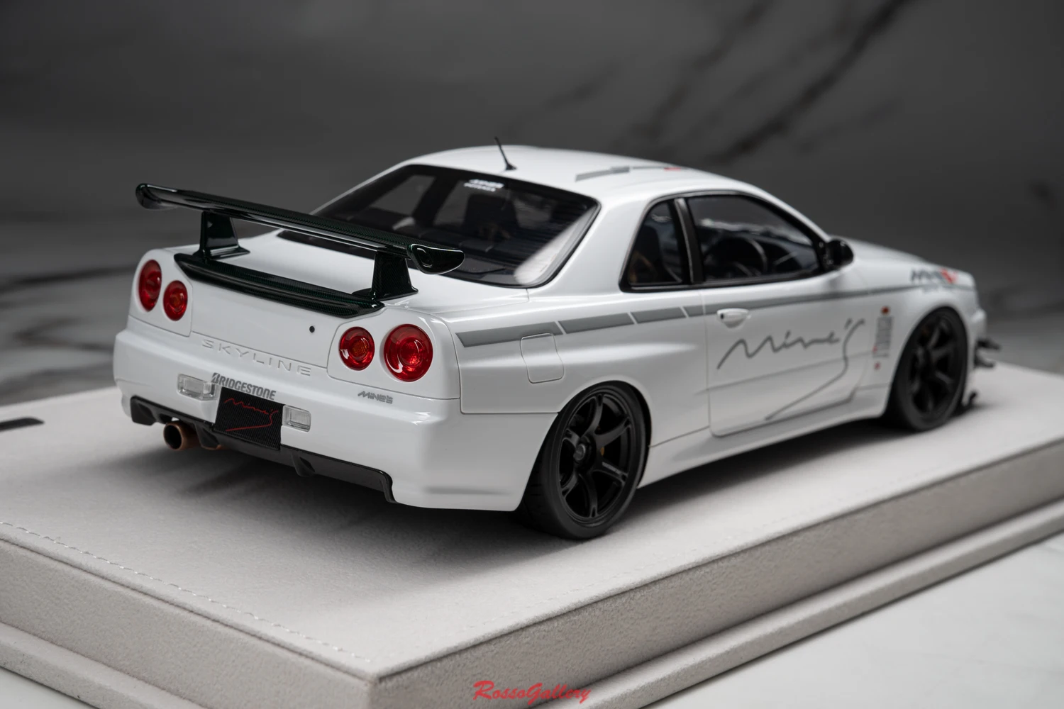 يشكلون 1:18 أفق الألغام GTR R34 V-spec N1 JDM محاكاة طبعة محدودة الراتنج المعادن ثابت سيارة لعبة مجسمة هدية #3
