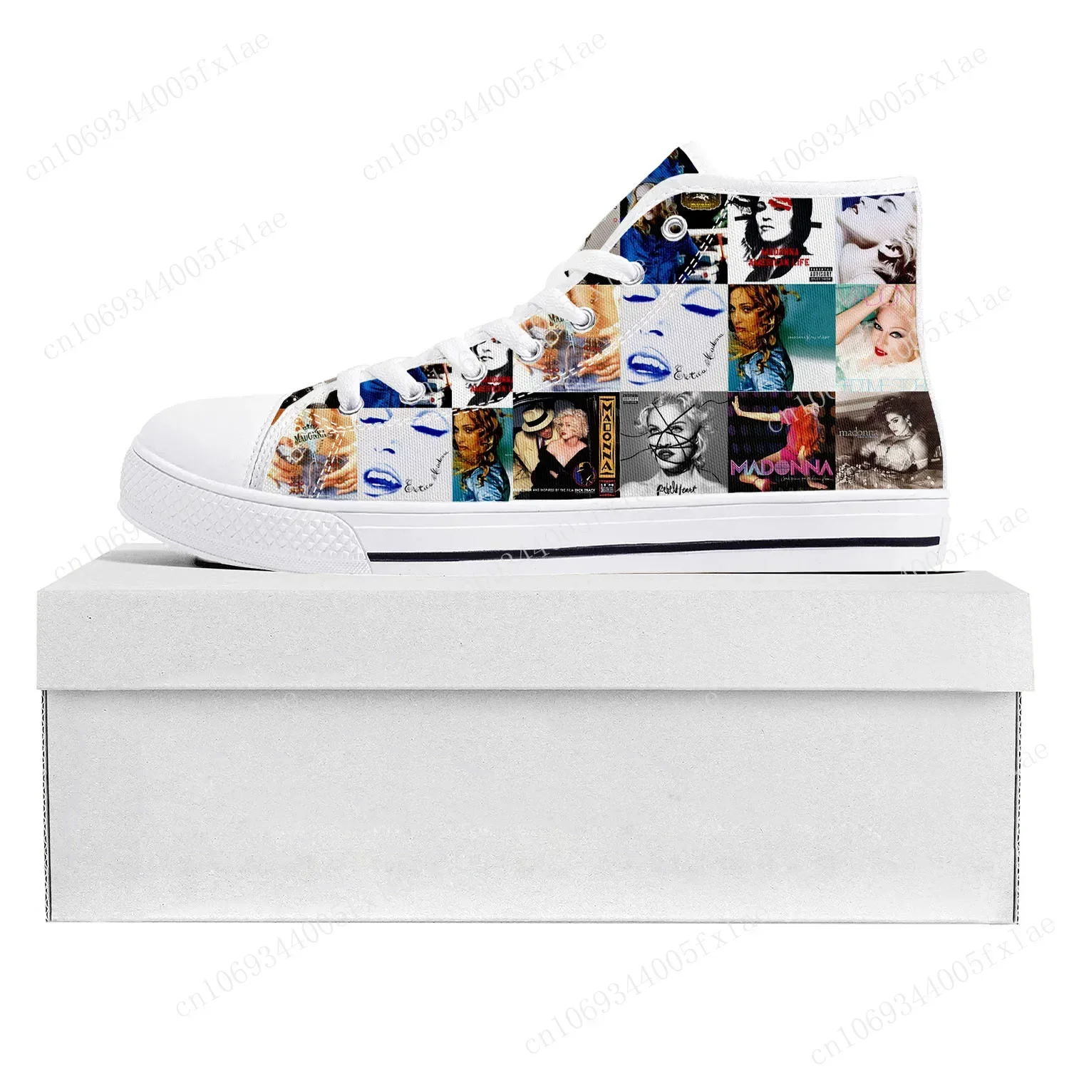 Madonna Pop Rock Singer High Top High Quality Sneakers Mens Womens Teenager Canvas Sneaker Couple Shoe Custom Shoe Disco Fashion