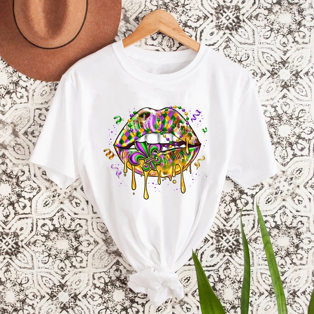 Mardi Gras Shirt Womens Carnival Tshirts New Orleans Parade Custume Tops Tuesday Carnival Tee New Orleans Party Shirts