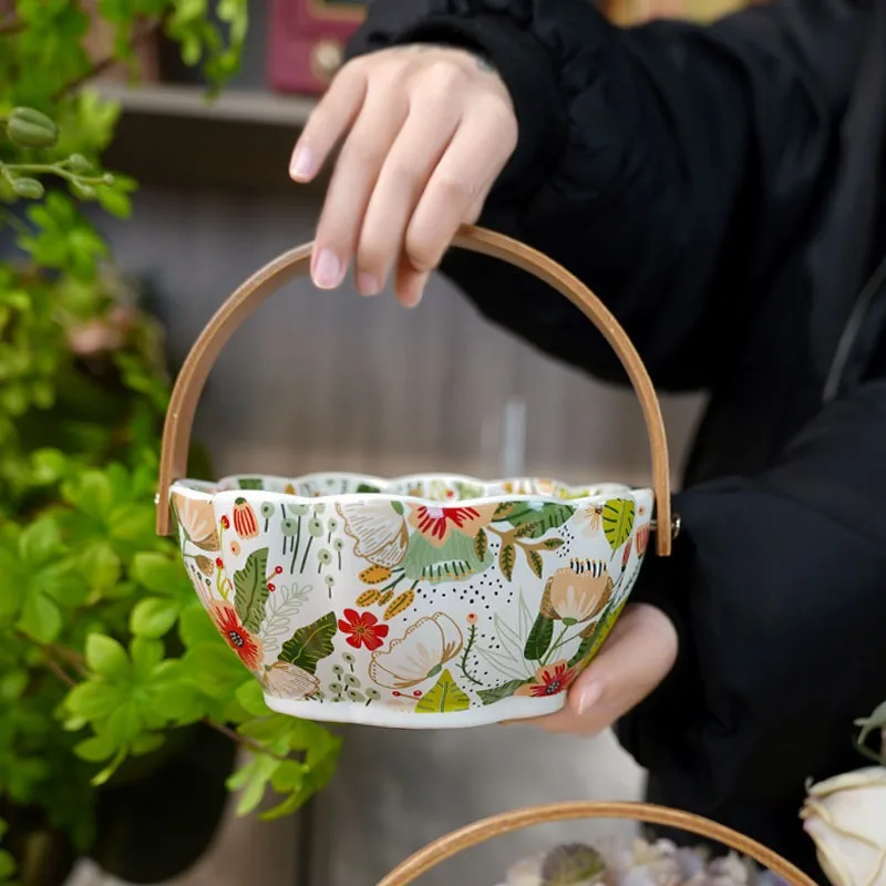 Kleurrijke wolkenbloem handmand, kanten fruitmand Poolse kleur keramische fruitschaal
