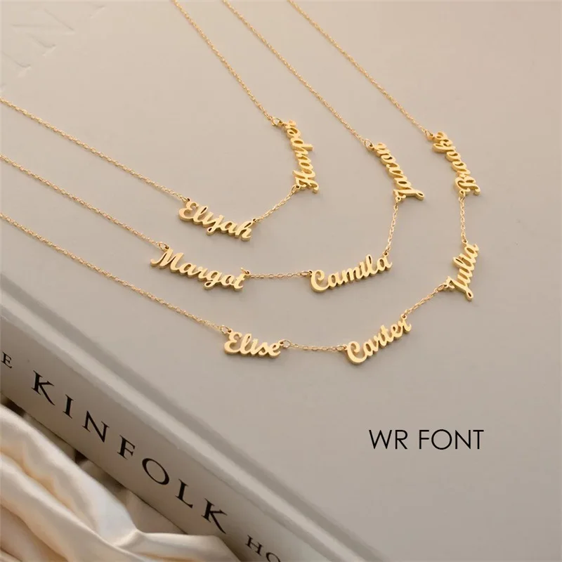 Lateefah Personalized DIY engraved necklace Name Clavicle Chain personnalisé lettered stainless steel necklace