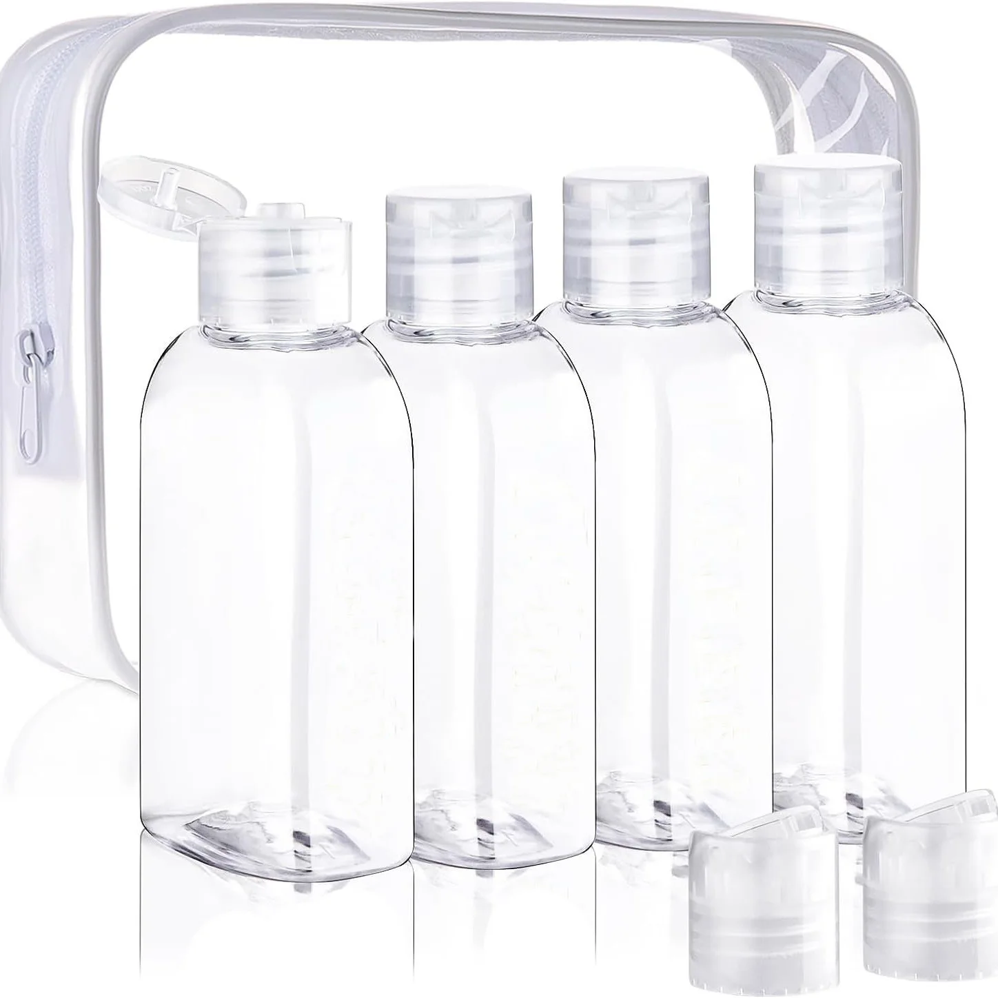 4Pcs 100ML Transparent Travel Dispenser Bottle Squeeze Bottle Travel Organiser Shampoo Empty Conditioner Cosmetic