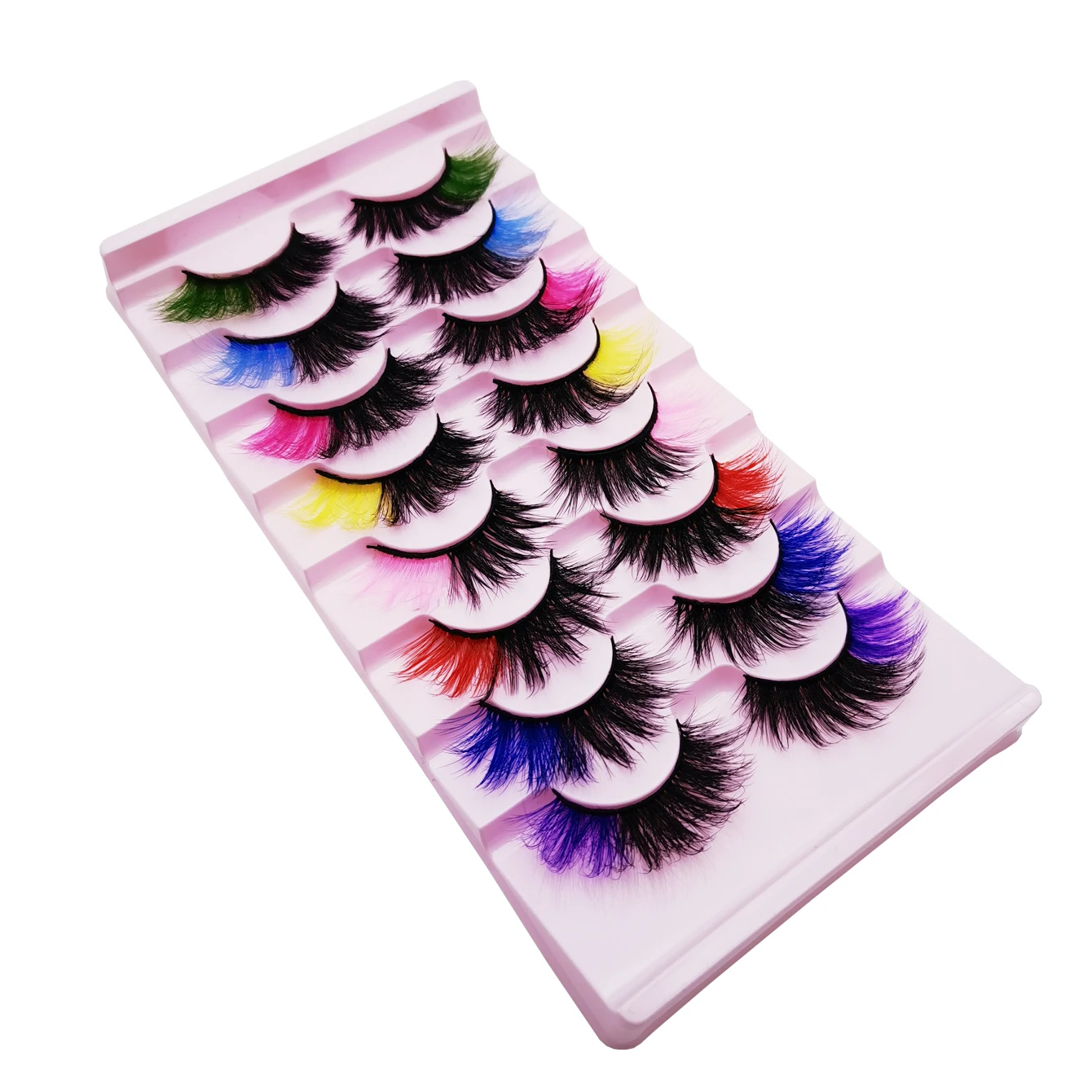 ステージメイクアップ宴会の8組のカラフルなまつげ、ふわふわで厚いアイメイクアップ - 明るい色、軽くて快適