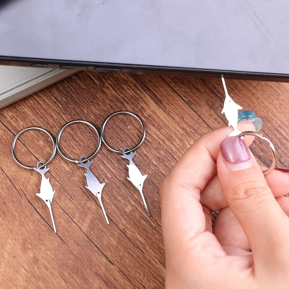 Ago in acciaio inossidabile a forma di pesce spada per smartphone Vassoio scheda SIM Rimozione scheda Ejector Pin per IPhone/Xiaomi/Samsung/Huawei