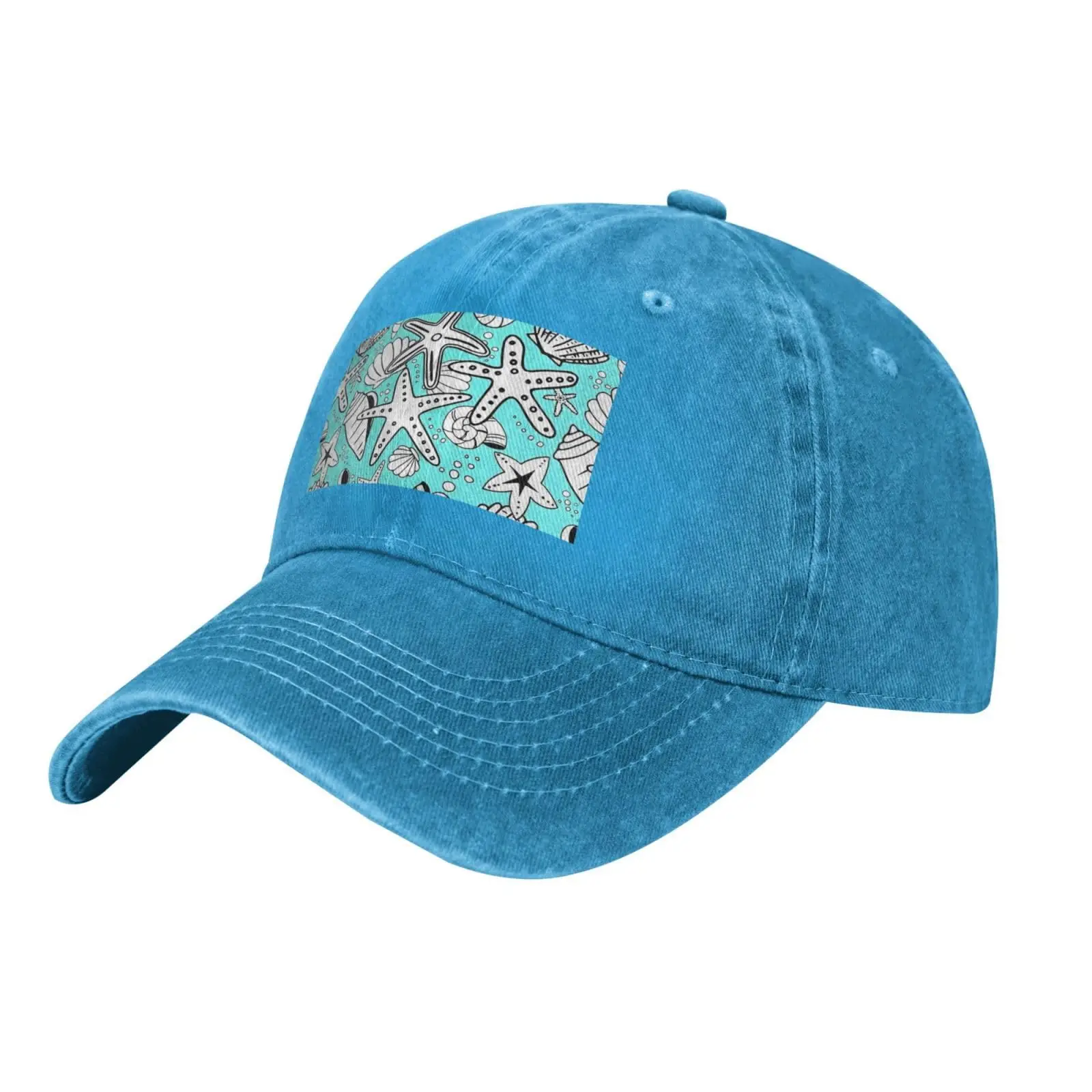 Beautiful Starfish Print Washed Cowboy Baseball Cap For Adults Adjustable Baseball Caps Outdoor Sports