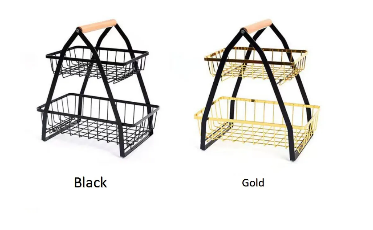 Mir de rangement à double couche pliable en fer, bol à fruits et légumes, plat T1, ustensiles de cuisine, évaluation, accessoires de cuisine