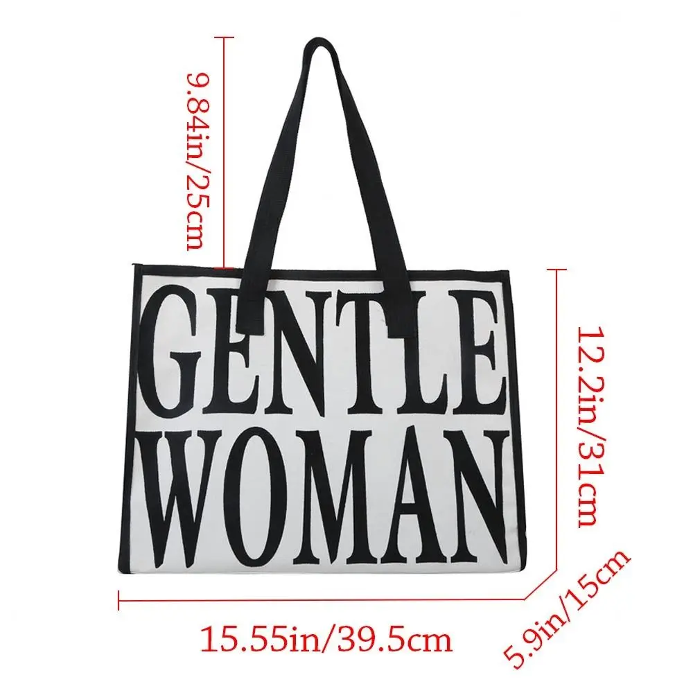 Large Capacity Canvas Bag Portable Cotton Single Shoulder Bag Tote Bags Gentle Women