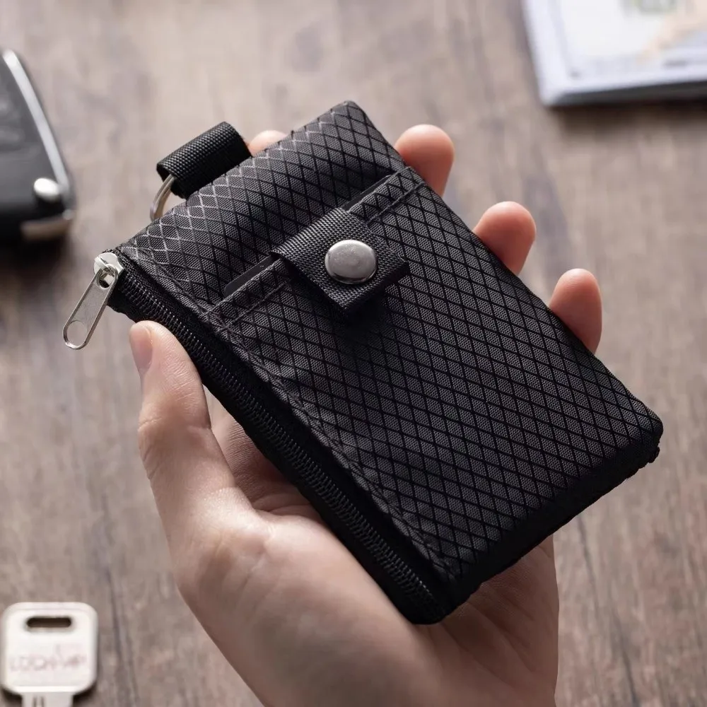 Multifunction Waterproof RFID Blocking Wallet Lanyard Keychain Slim Design ID Window Wallet Zipper Case EDC Pouch Travel Use