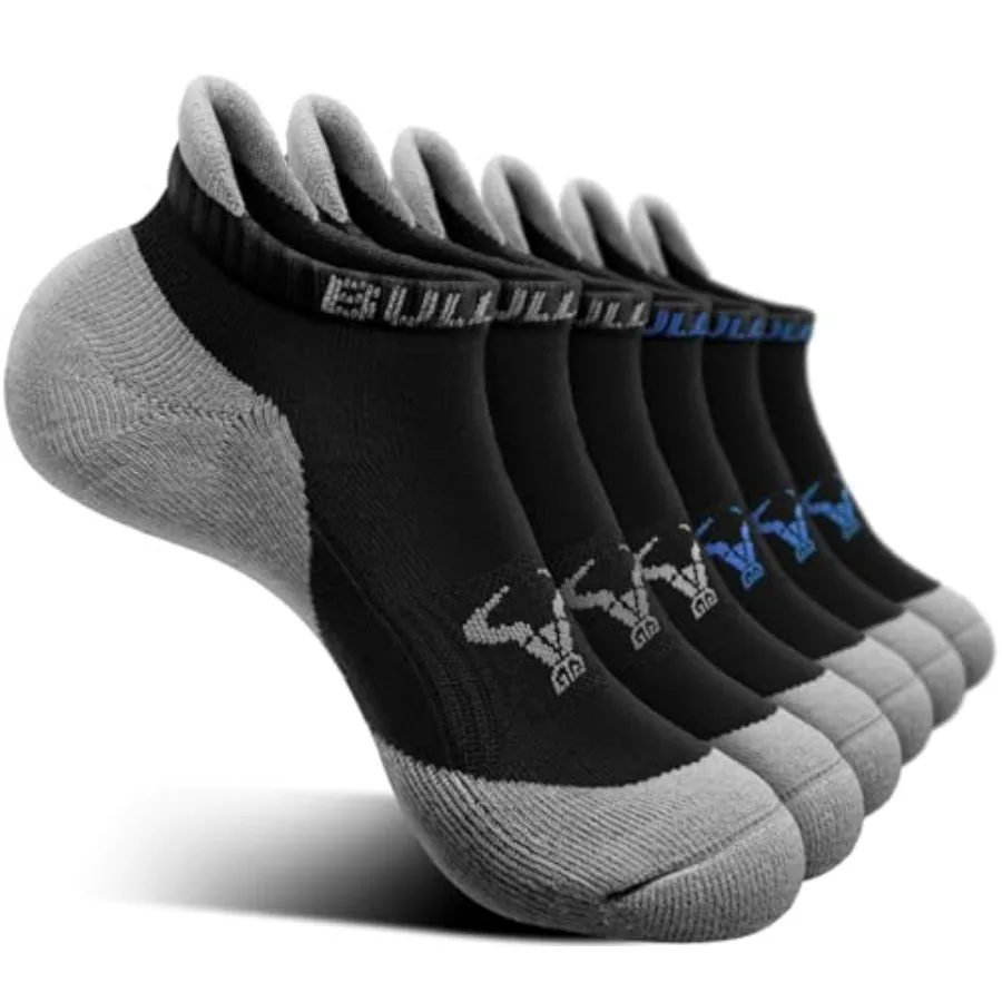

BULLIANT Men Running Socks 6Pairs-Ankle Athletic Socks Wicking Cushioned for Men Walking-Arch Compression Support